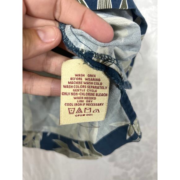 Jamaica Jaxx Button Up XXL Blue Palm Print 100% Silk Hawaiian Aloha Wood Buttons - Picture 8 of 12
